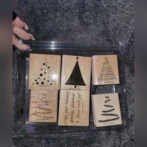 Stampin' Up! Holiday Tree Rubber Stamps Set - Black and Brown